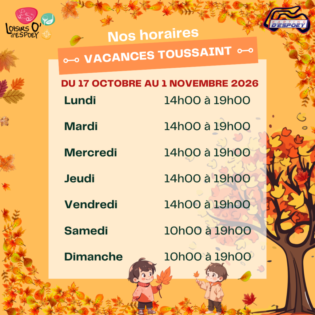 Horaires ouverture Toussaint 2026